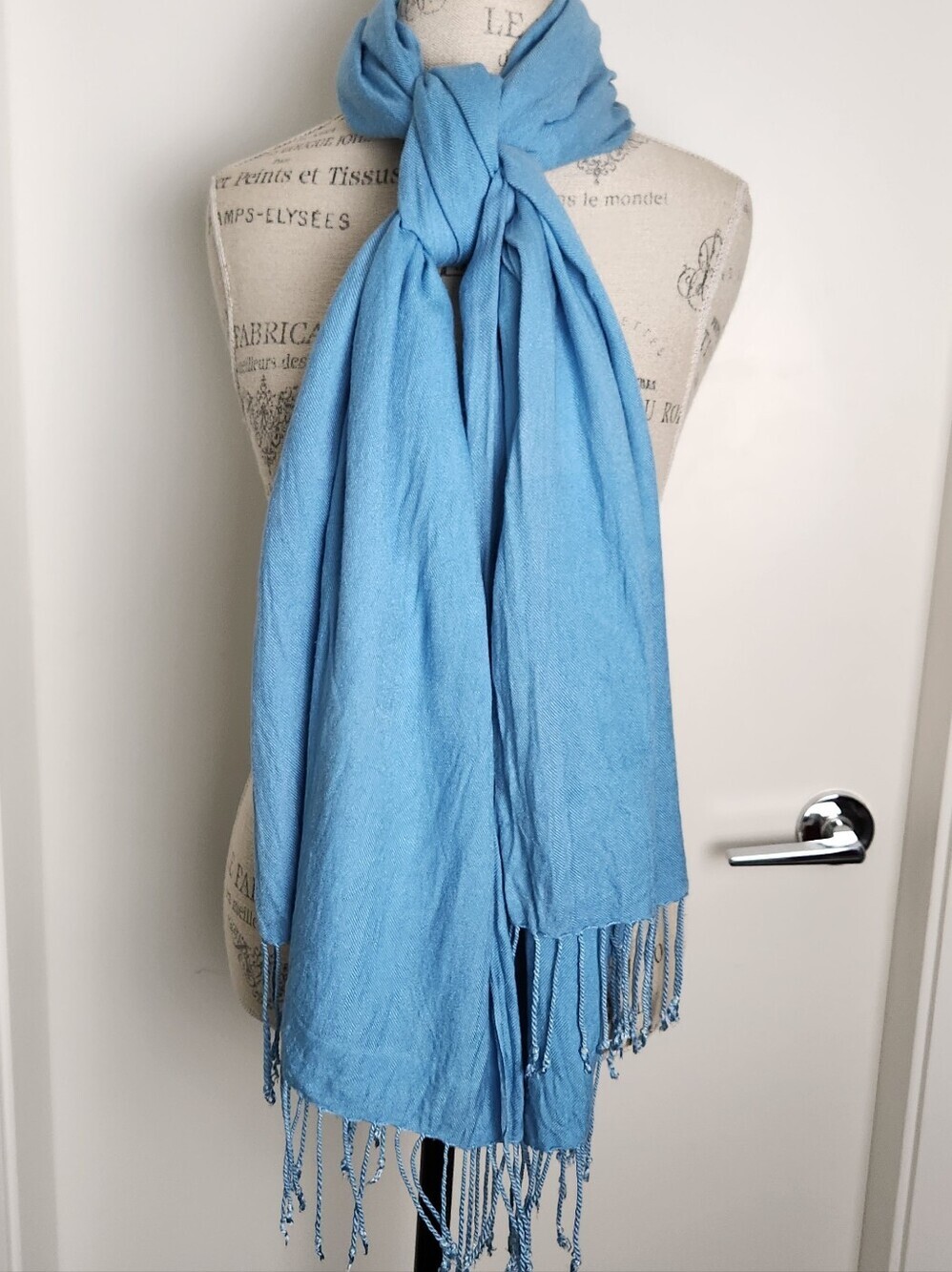 Blue Cashmere Silk Pashmina Wrap Scarf